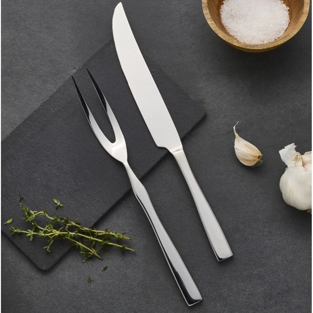 Mikasa 2-Pc Set Carving Knife and Fork Stainless Steel Delano Forged NIB